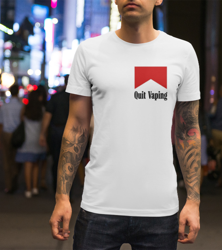 Quit Vaping Be A Man Red Triangle Message T-Shirt