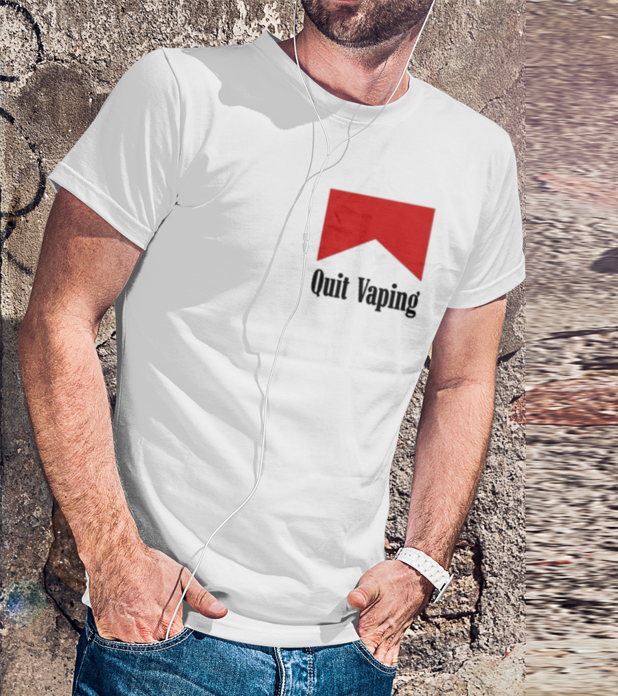 Quit Vaping Be A Man Red Triangle Message T-Shirt