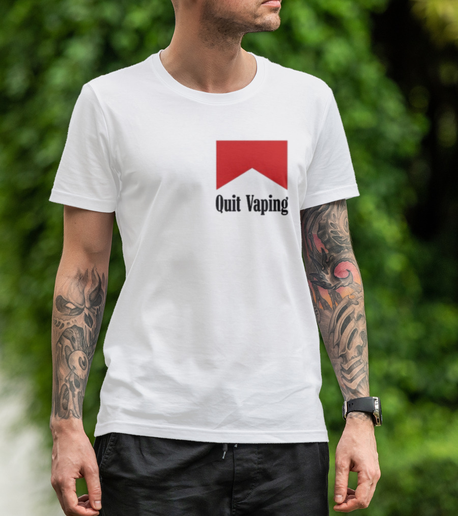 Quit Vaping Be A Man Red Triangle Message T-Shirt