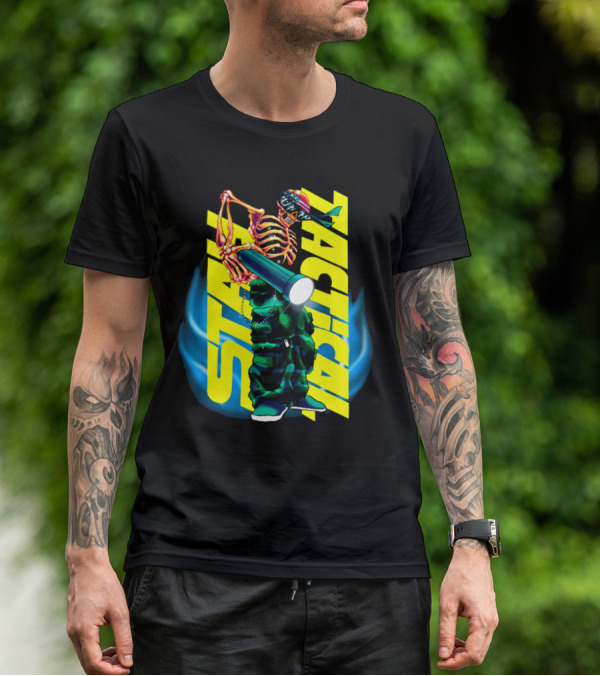 Stay Tactical Neon Skeleton Graffiti T-Shirt