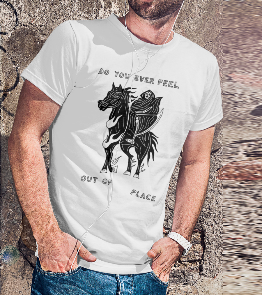 Heavyslime Do You Ever Feel Out Of Place Grim Reaper On Horse With Scythe T-Shirt