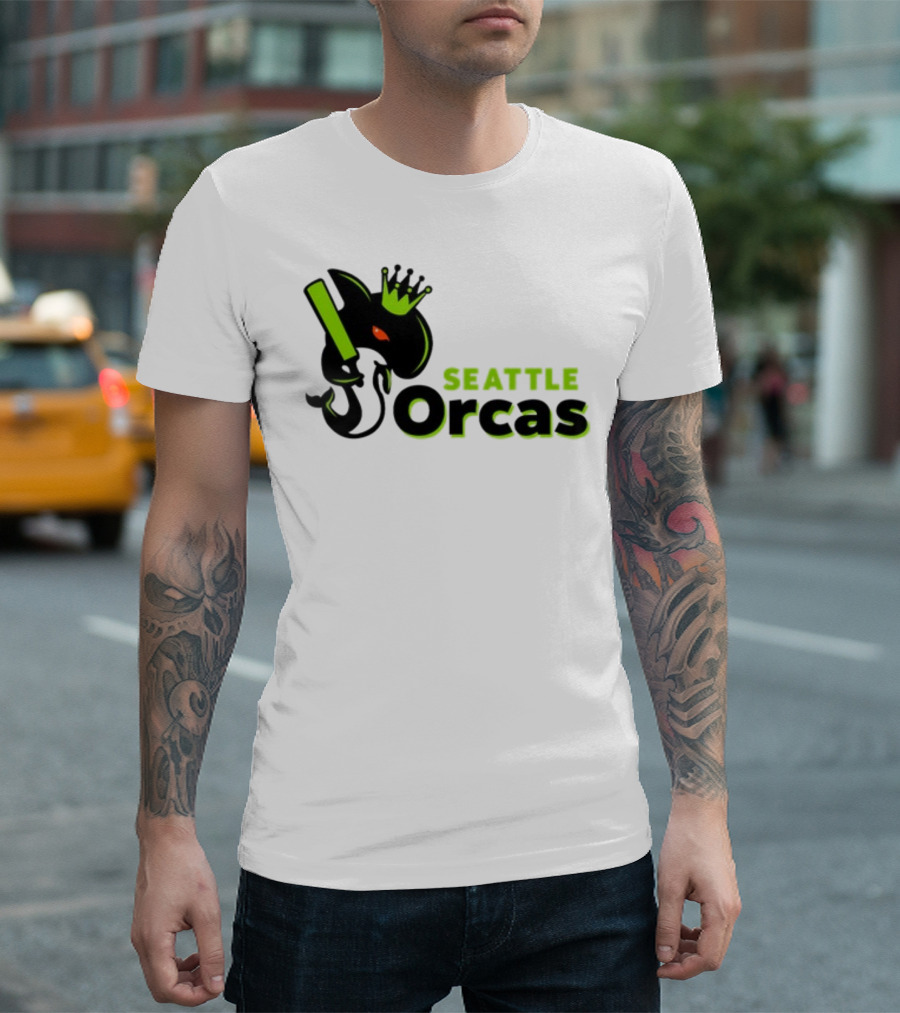 Franklin Leonard Seattle Orcas Crowned Orca With Bat T-Shirt