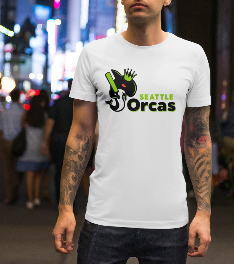 Franklin Leonard Seattle Orcas Crowned Orca With Bat T-Shirt