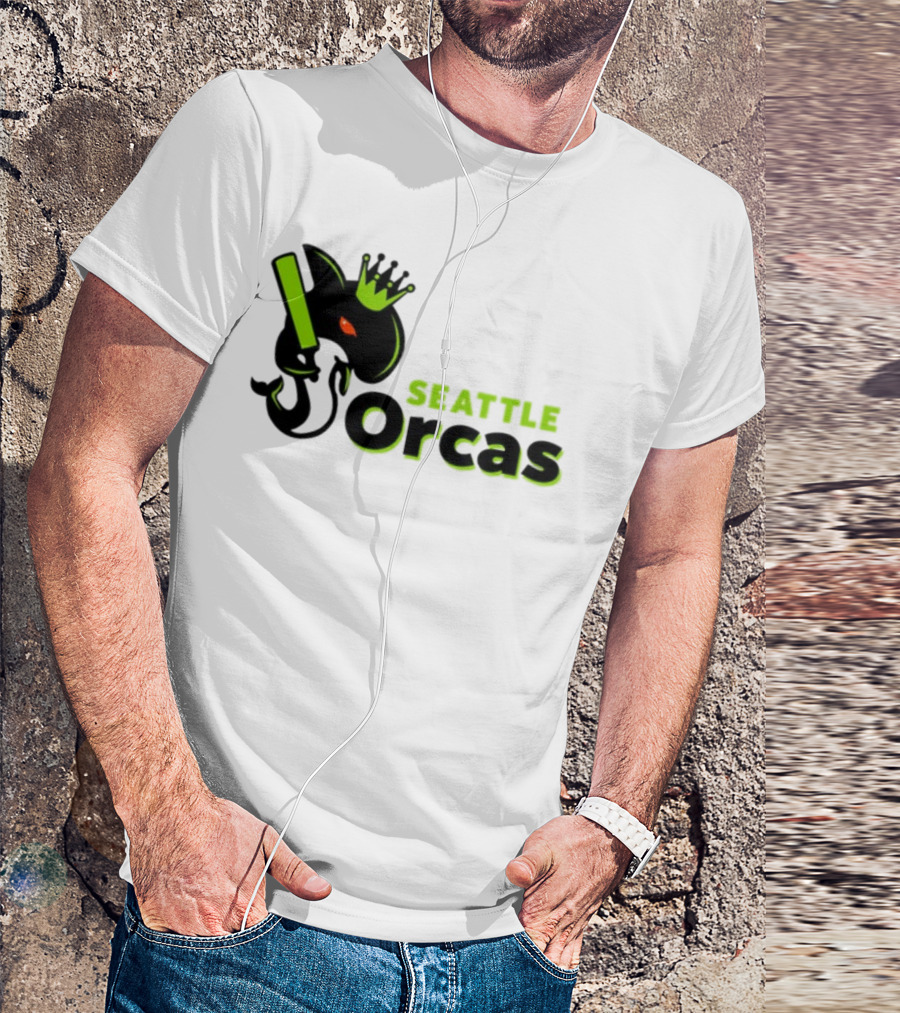 Franklin Leonard Seattle Orcas Crowned Orca With Bat T-Shirt