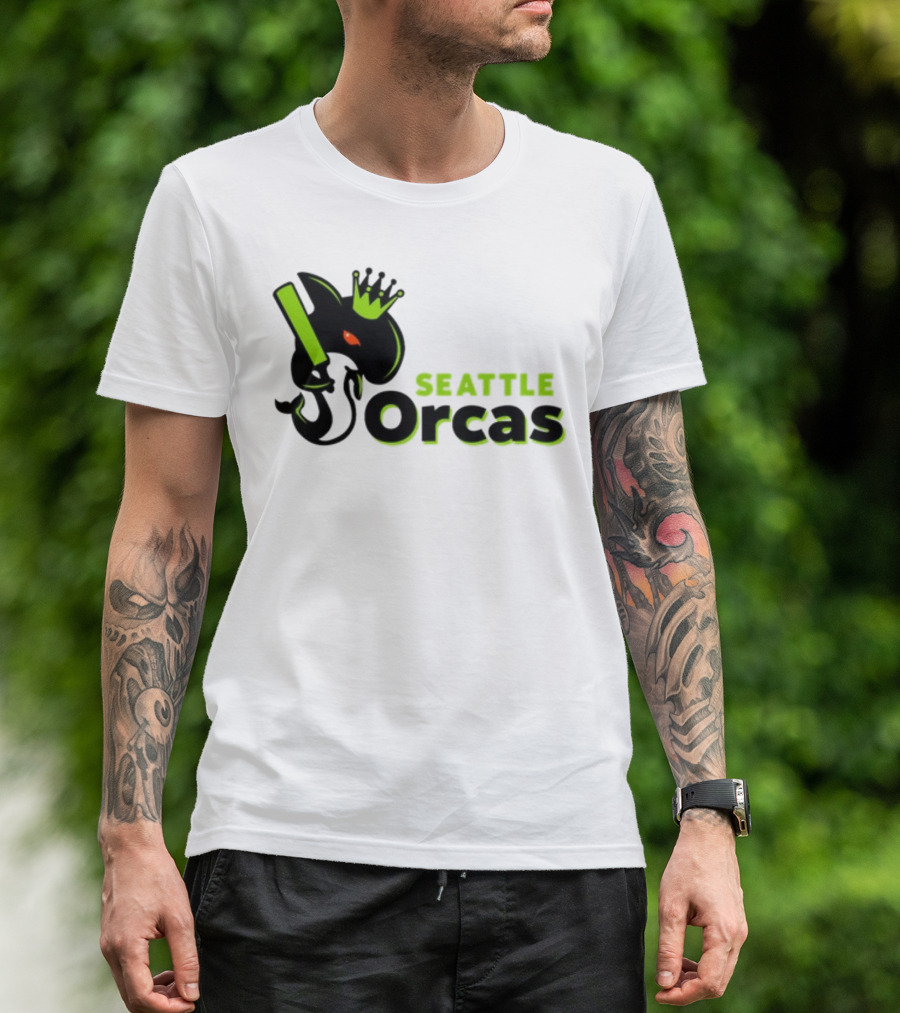 Franklin Leonard Seattle Orcas Crowned Orca With Bat T-Shirt