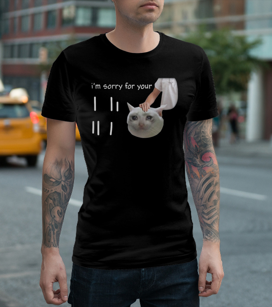 i'm Sorry for Your Loss Cat Crying Meme Hand Patting T-Shirt
