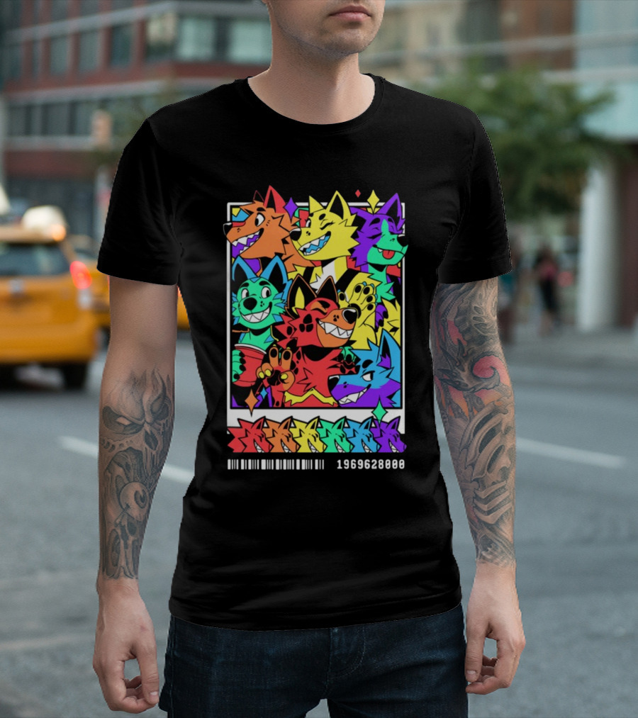 Nomadcomplex Pawlaroid Pride Colorful Wolf Characters Barcode 1969628000 T-Shirt