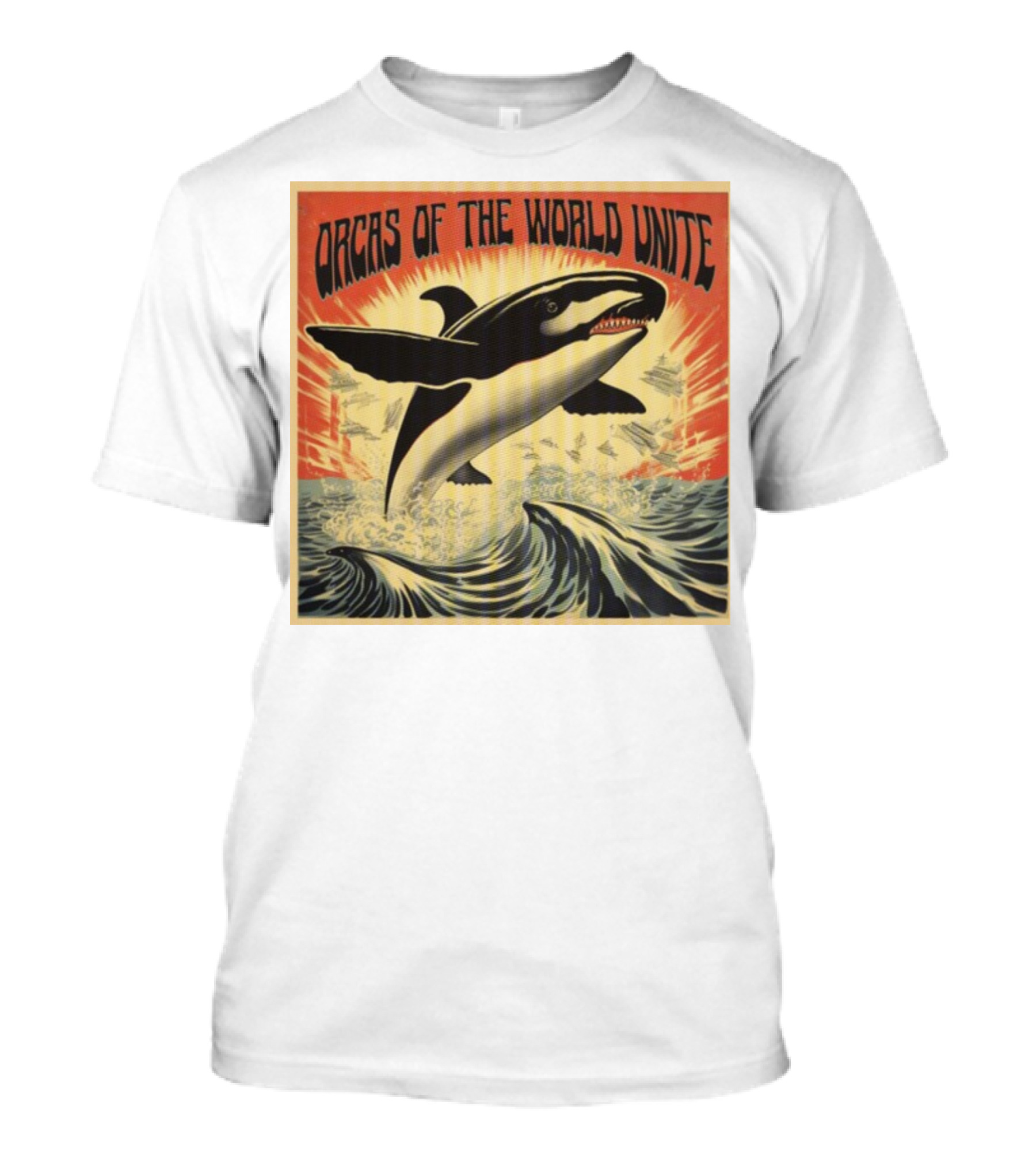 Orcas Of The World Unite Jumping Orca Propaganda T-Shirt