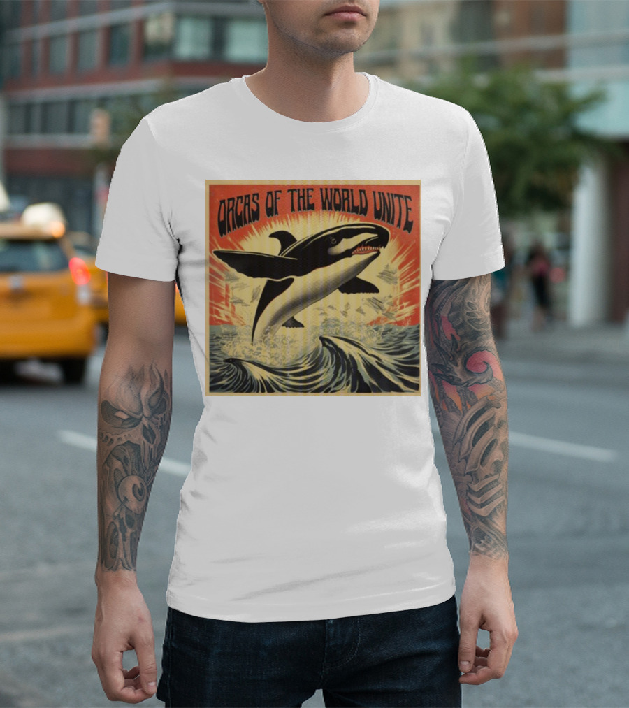 Orcas Of The World Unite Jumping Orca Propaganda T-Shirt