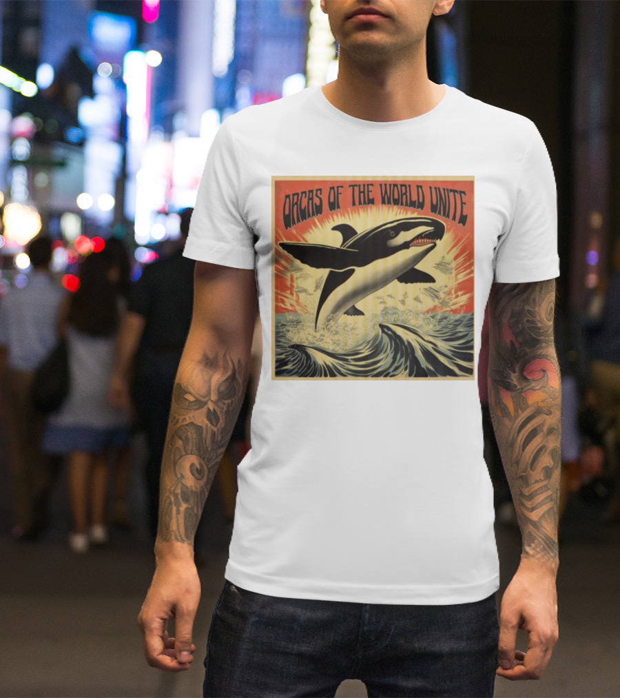 Orcas Of The World Unite Jumping Orca Propaganda T-Shirt