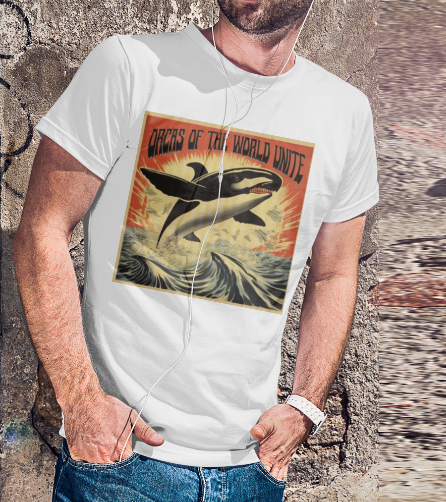 Orcas Of The World Unite Jumping Orca Propaganda T-Shirt
