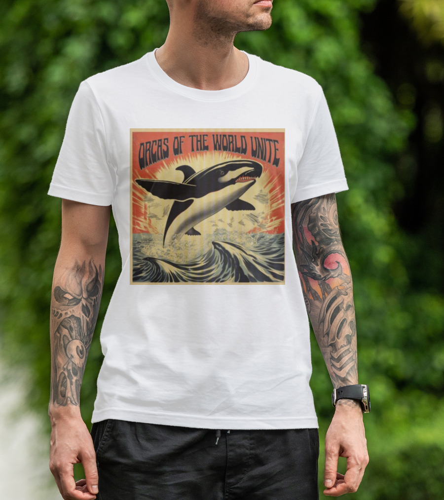 Orcas Of The World Unite Jumping Orca Propaganda T-Shirt