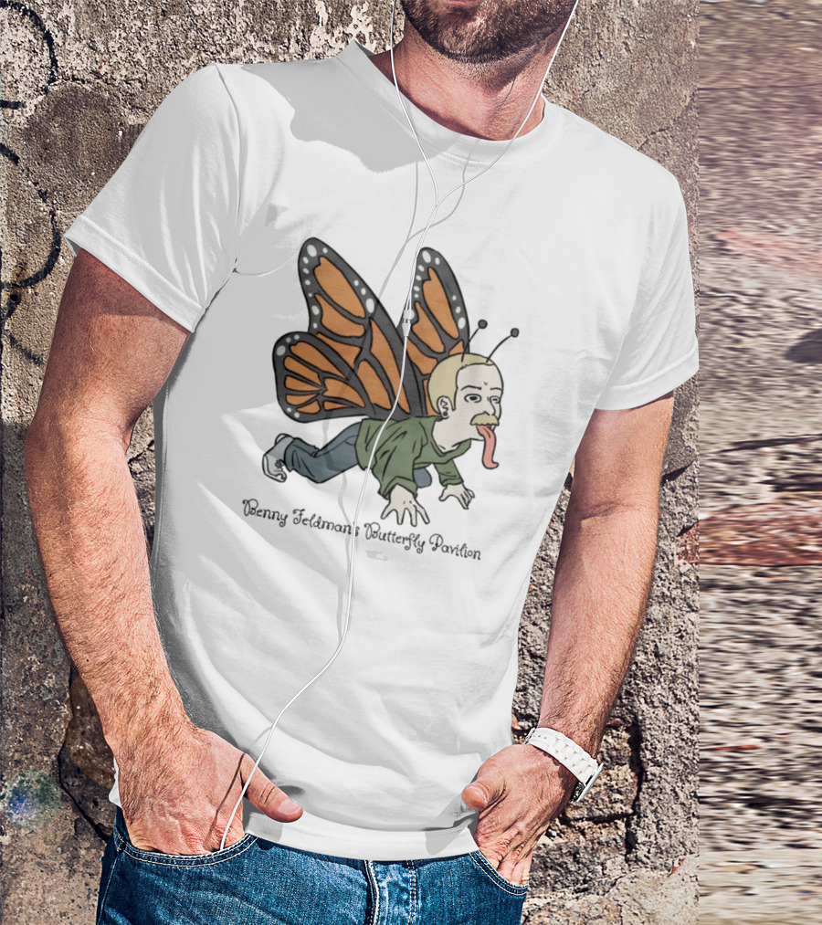Benny Feldman's Butterfly Pavilion Winged Humanoid Cartoon With Antennae And Sneakers T-Shirt