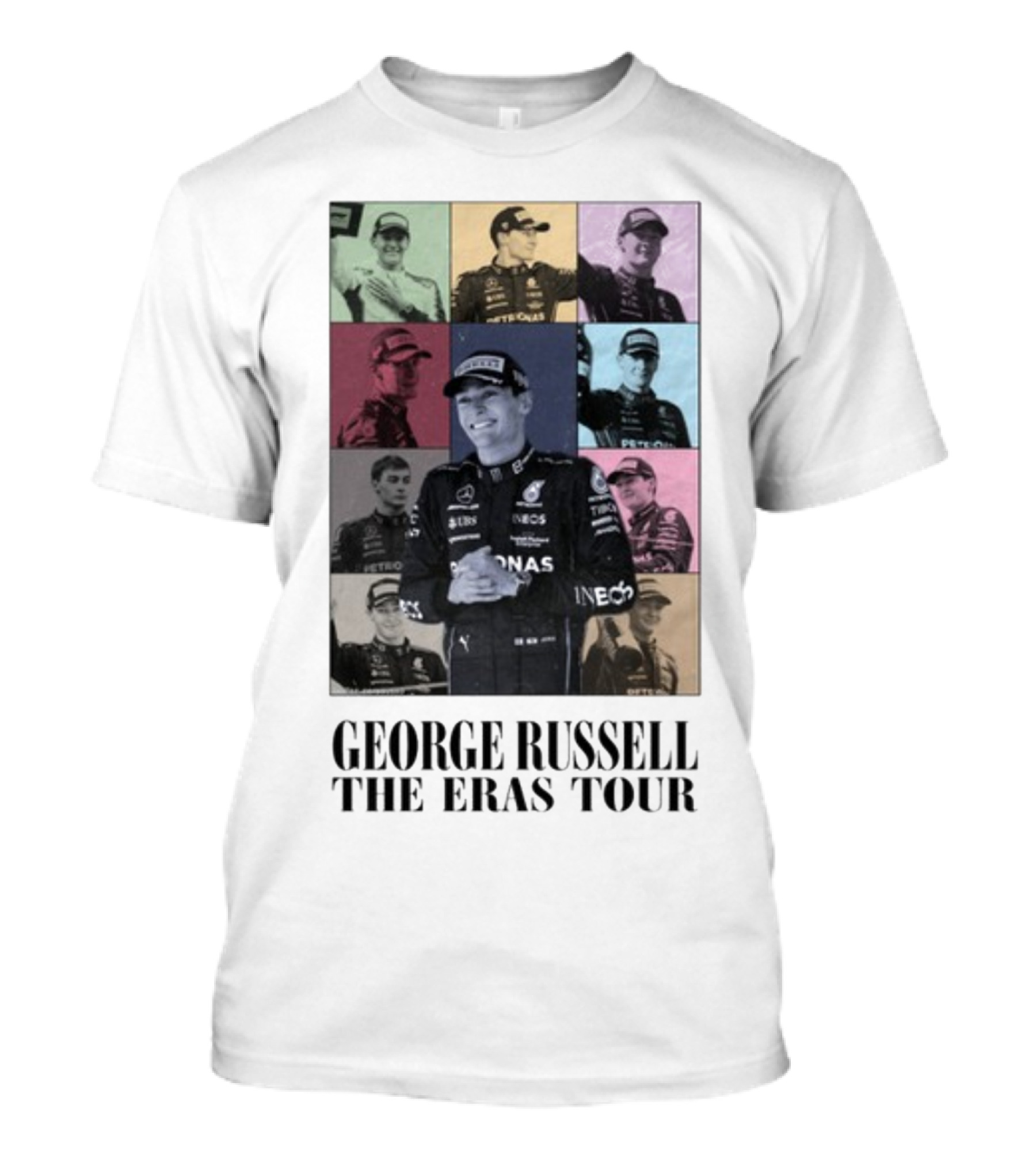 George Russell The Eras Tour Multicolor Portrait Grid T-Shirt