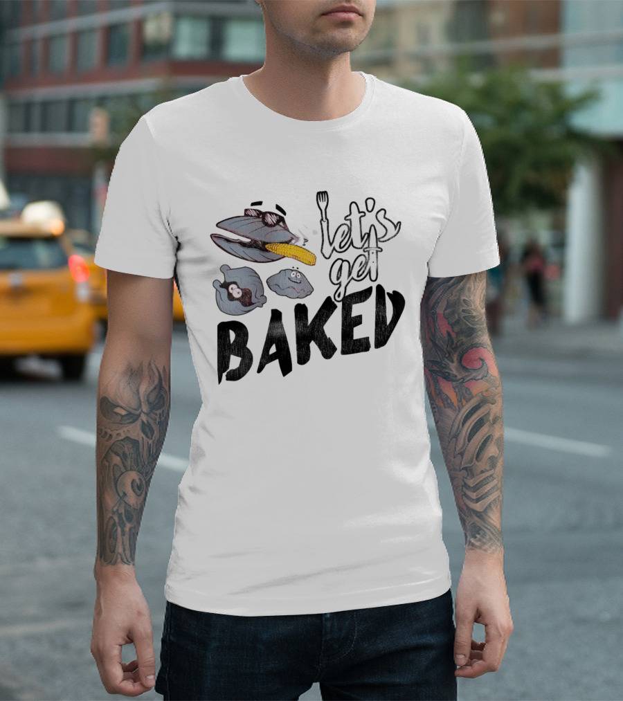 Cape Cod Clams Let's Get Baked With Corn And Cutlery Motif T-Shirt