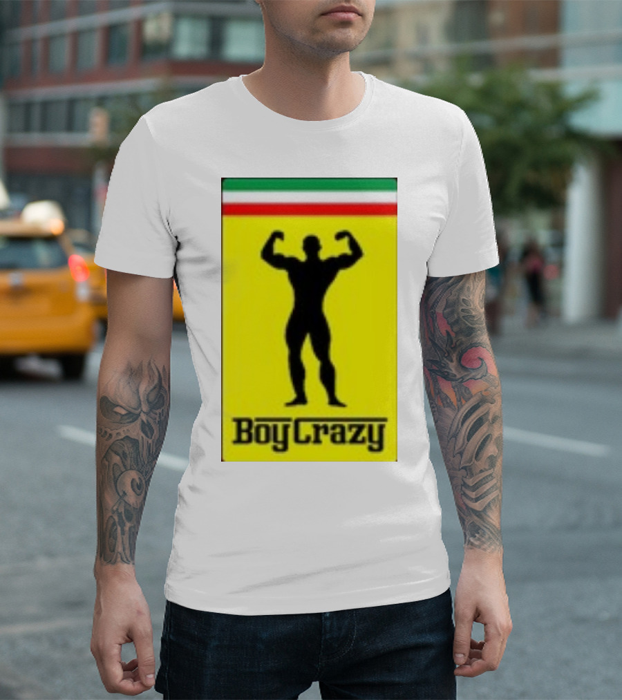 Boy Crazy Italia Bodybuilding Silhouette Italian Flag T-Shirt