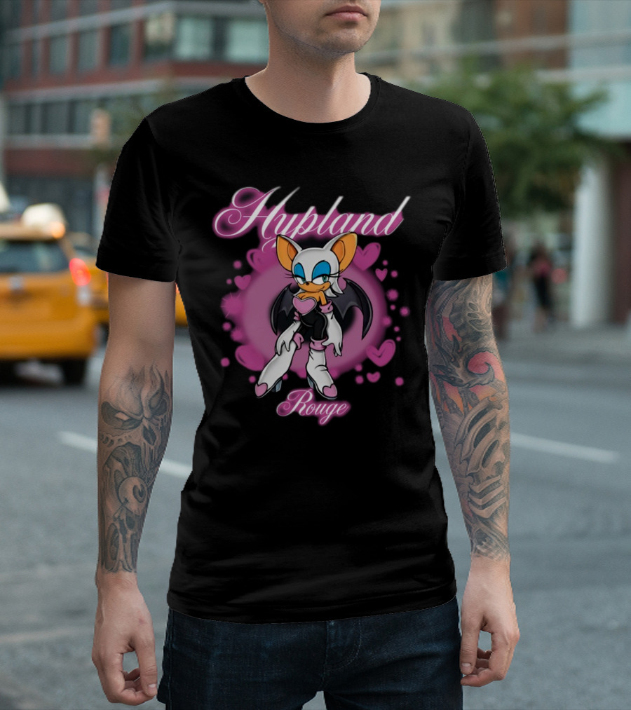 Hypland Rouge Bat Character Surrounded By Pink Hearts T-Shirt