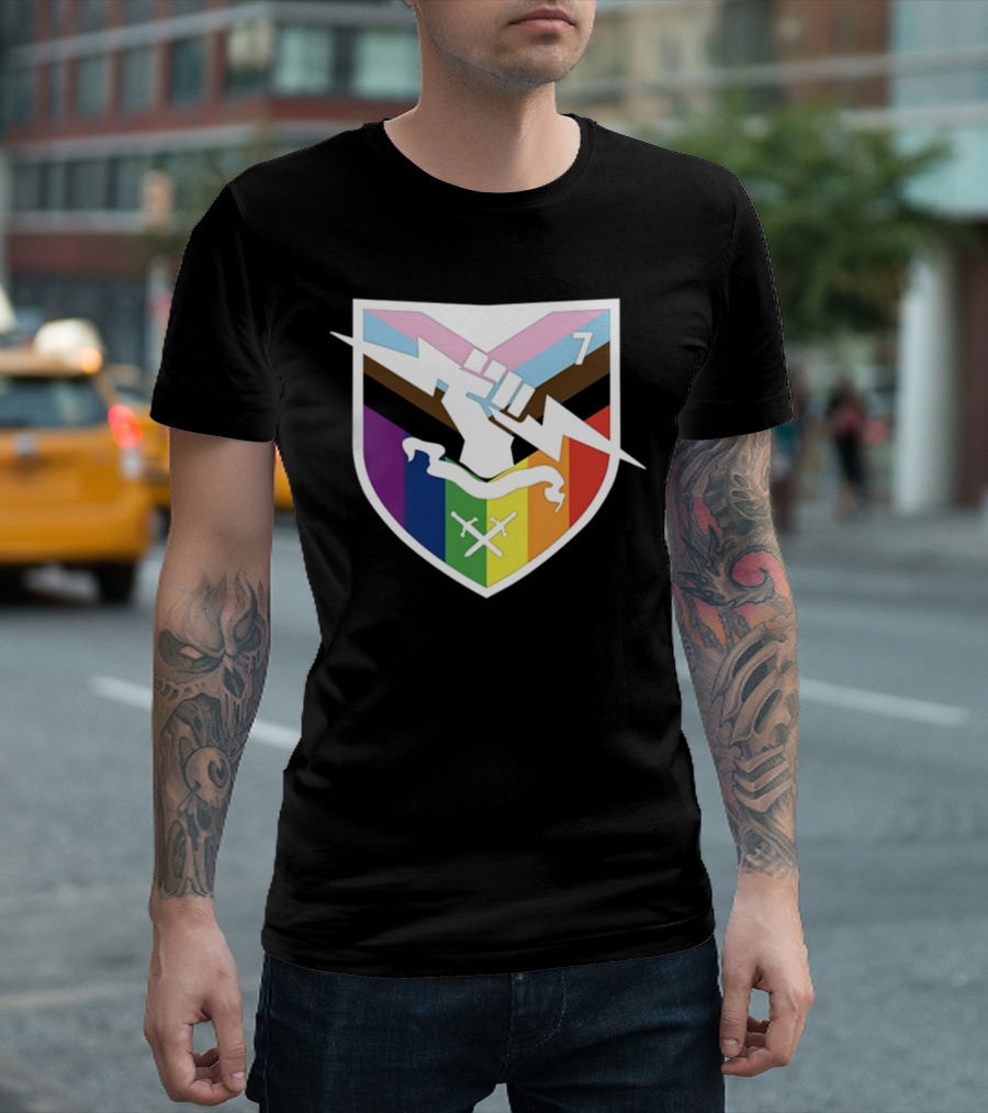 Bungie Pride Progress Flag Fist Lightning Shield T-Shirt