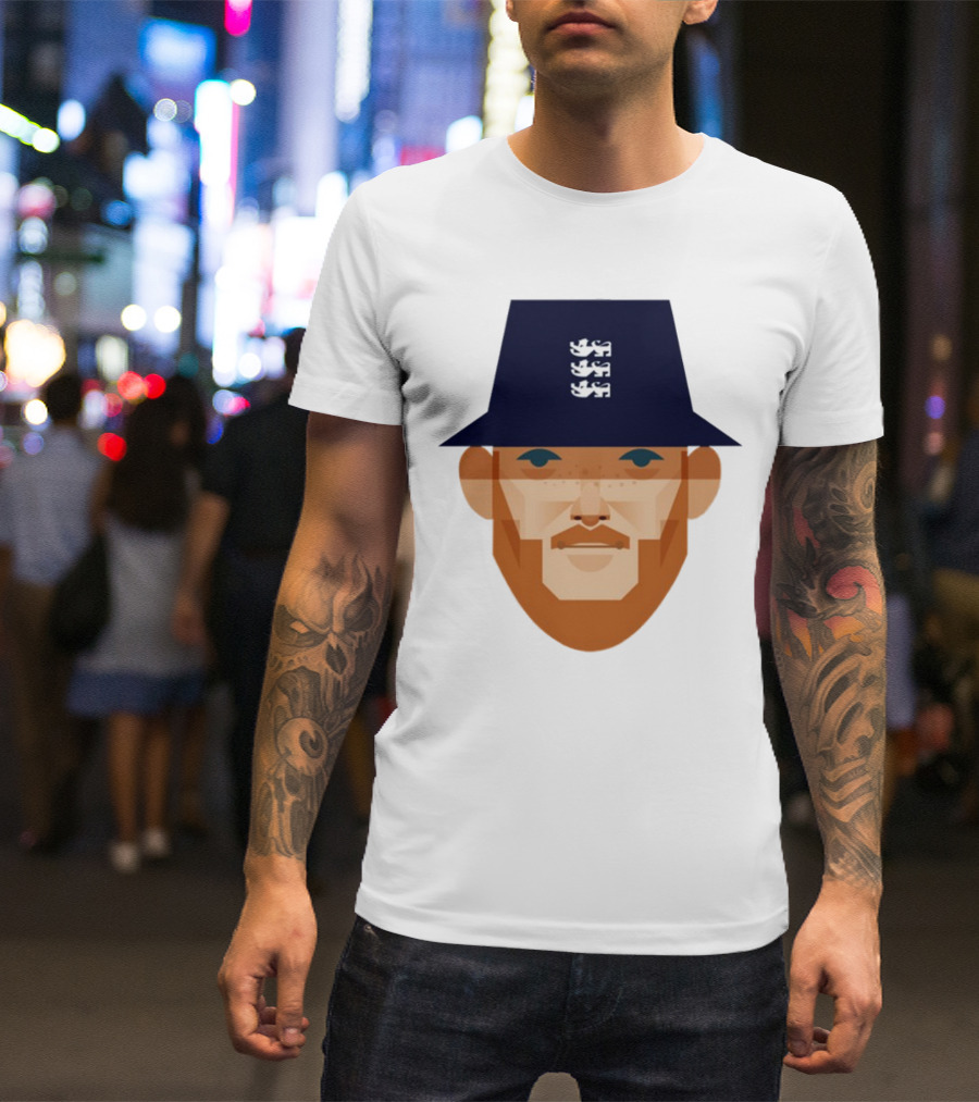Stanley Chow Ben Stokes England Cricket Hat Three Lions T-Shirt