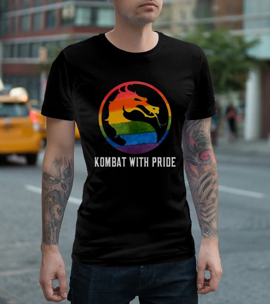 Kombat With Pride Rainbow Dragon Emblem T-Shirt