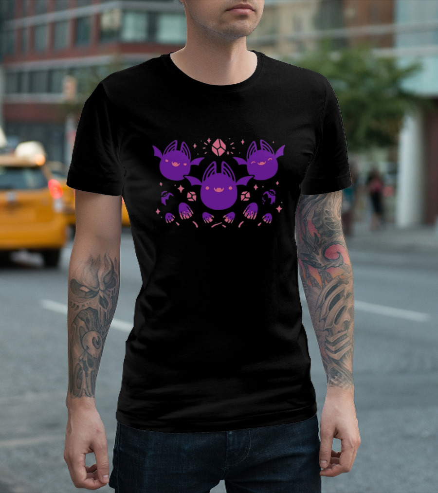 Batty Buddies Cute Purple Cartoon Bats Fun T-Shirt