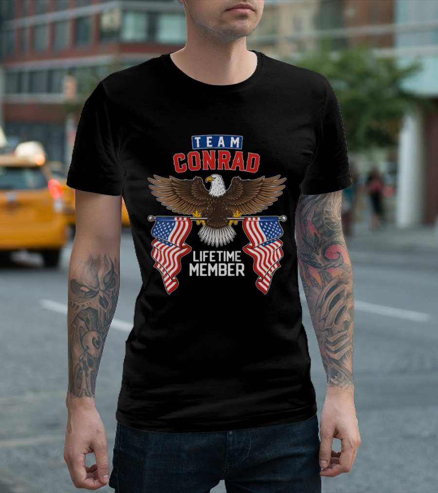 Team Conrad Lifetime Member American Eagle Flag T-Shirt