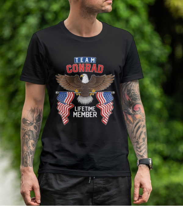Team Conrad Lifetime Member American Eagle Flag T-Shirt