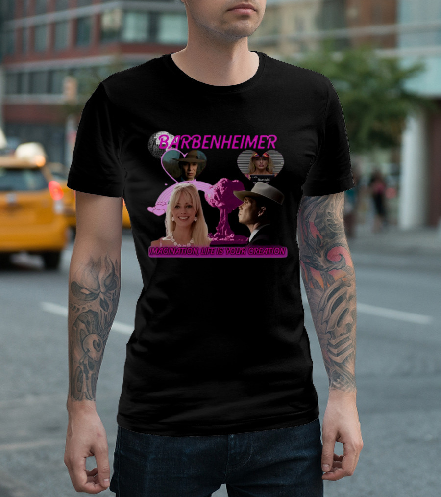 Barbenheimer Imagination Life Is Your Creation Barbie Oppenheimer Disco Heart Explosion T-Shirt