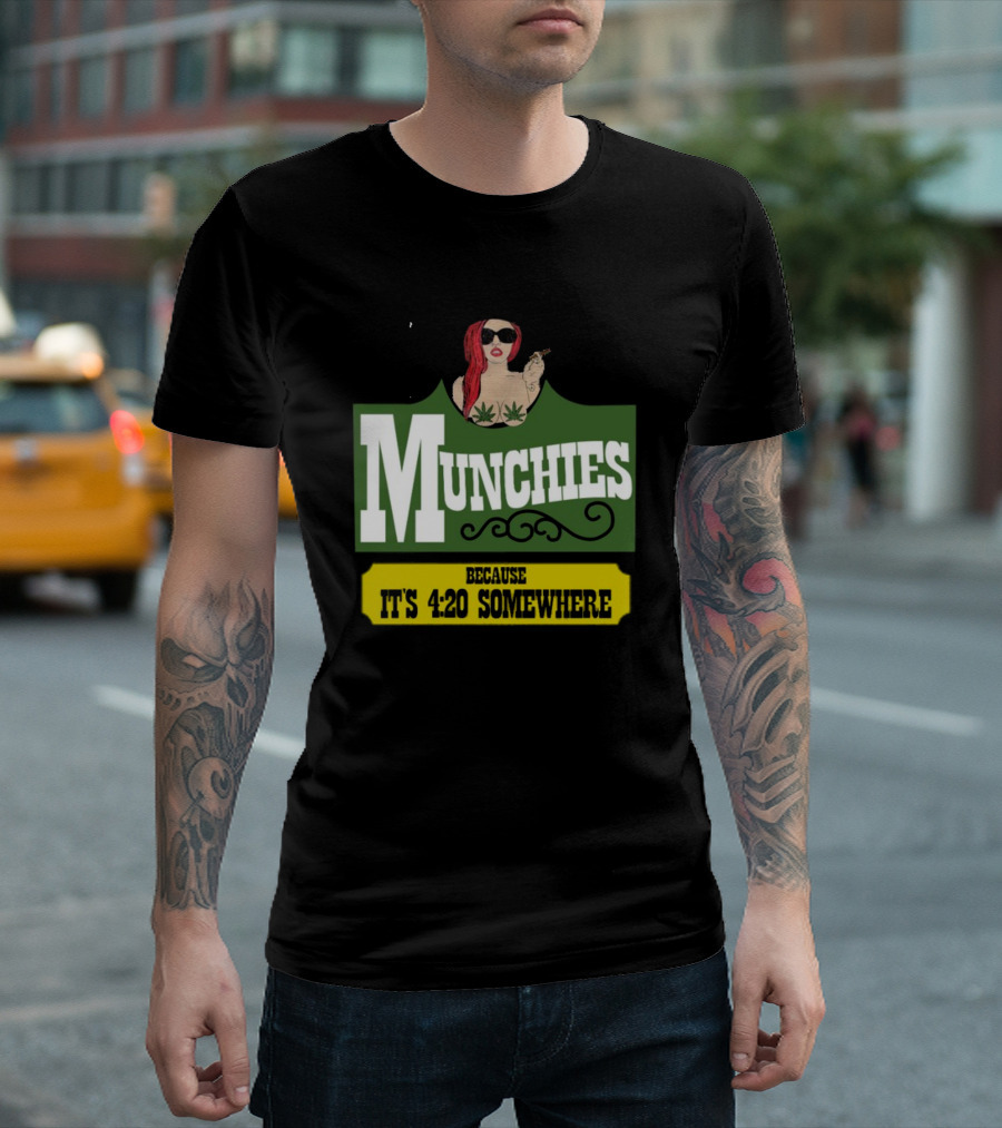 Munchies With Redhead Smoking And Cannabis Leaves Because It's 4:20 Somewhere T-Shirt