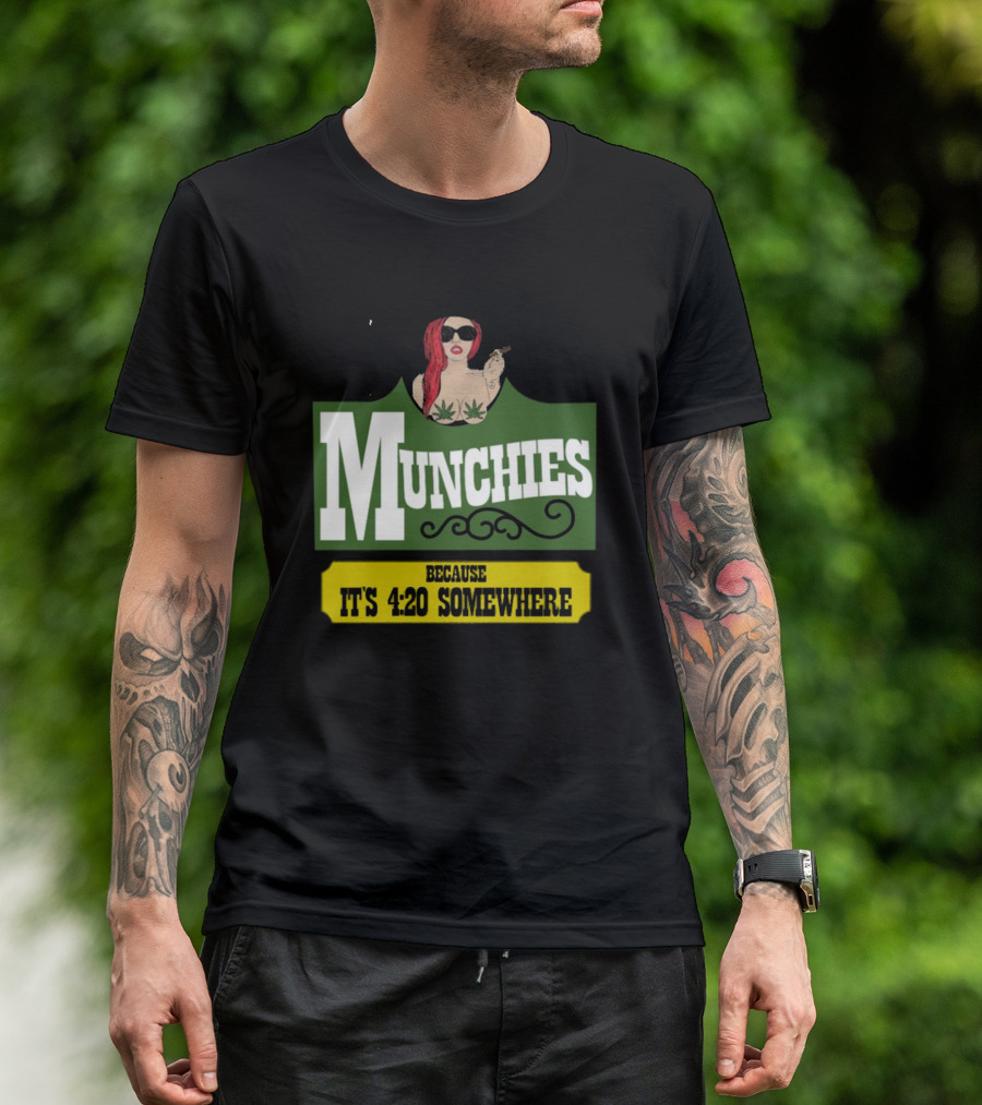 Munchies With Redhead Smoking And Cannabis Leaves Because It's 4:20 Somewhere T-Shirt