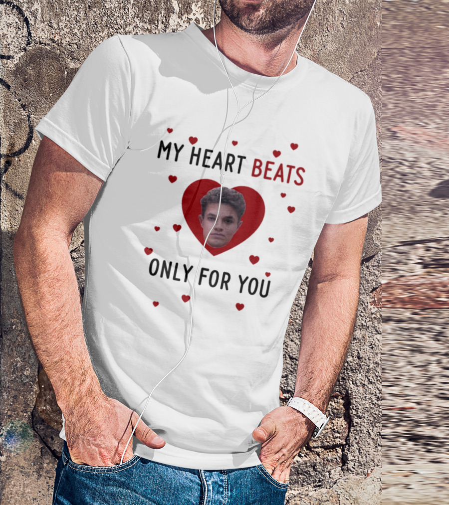 My Heart Beats Only For You Red Heart Face T-Shirt