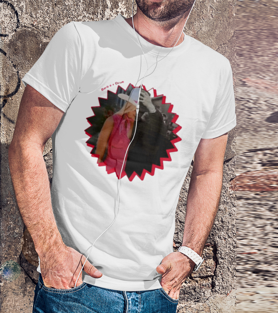 Barbie X Oppenheimer Is Margot Robbie Mashup Portrait Starburst T-Shirt