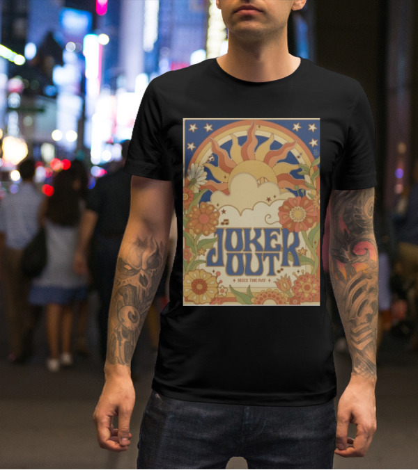 Joker Out Seize The Day Retro Floral Sunburst T-Shirt