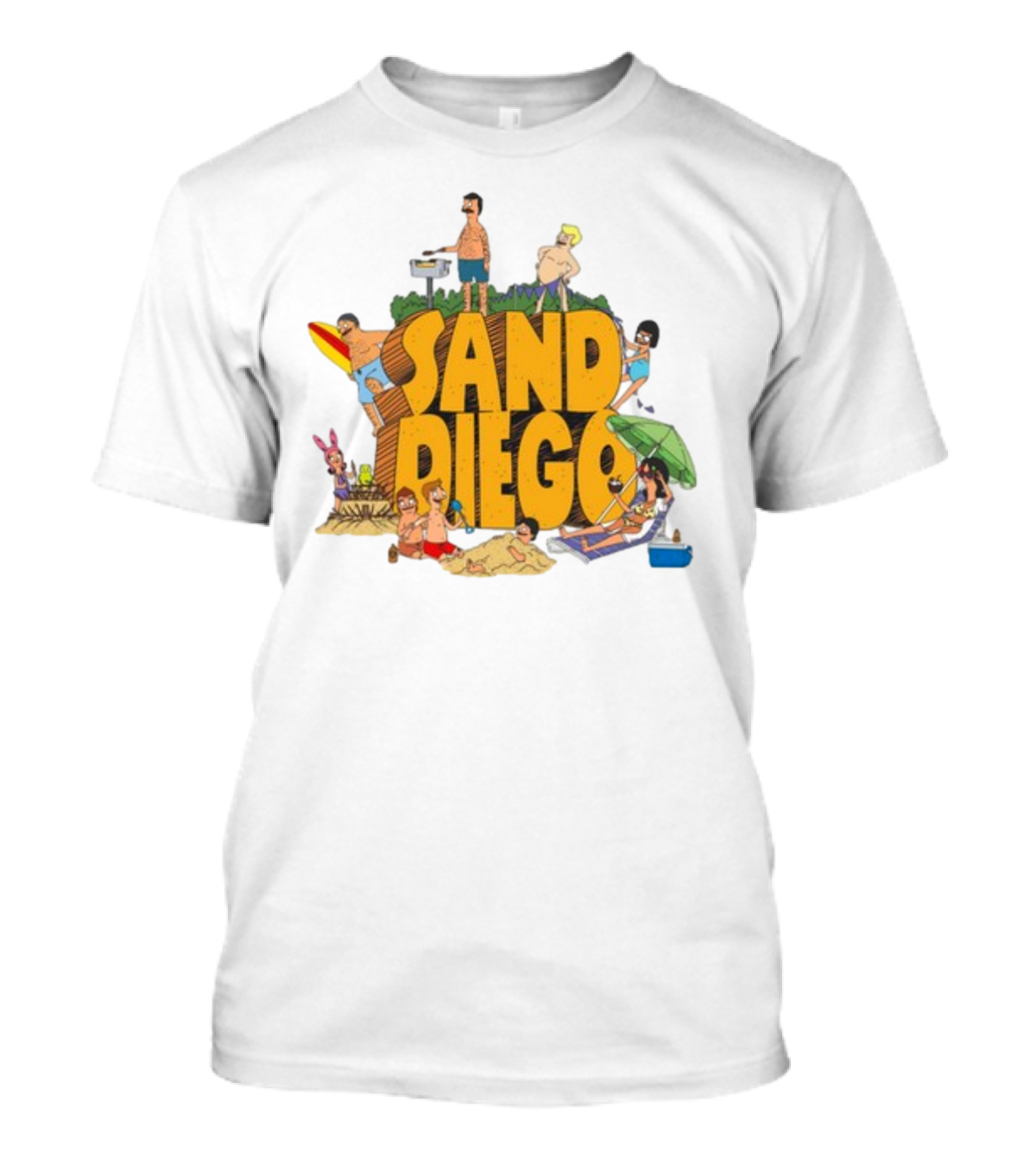Bobs Burgers Characters San Diego Beach Day T-Shirt