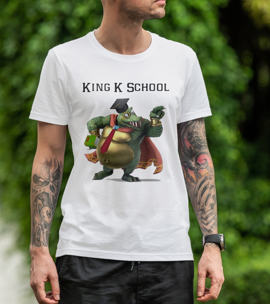 King K School Graduation Crocodile With Book And Cap T-Shirt
