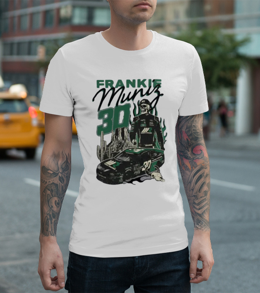Frankie Muniz Racing Skeleton 30 Desert Car Cactus Skull T-Shirt