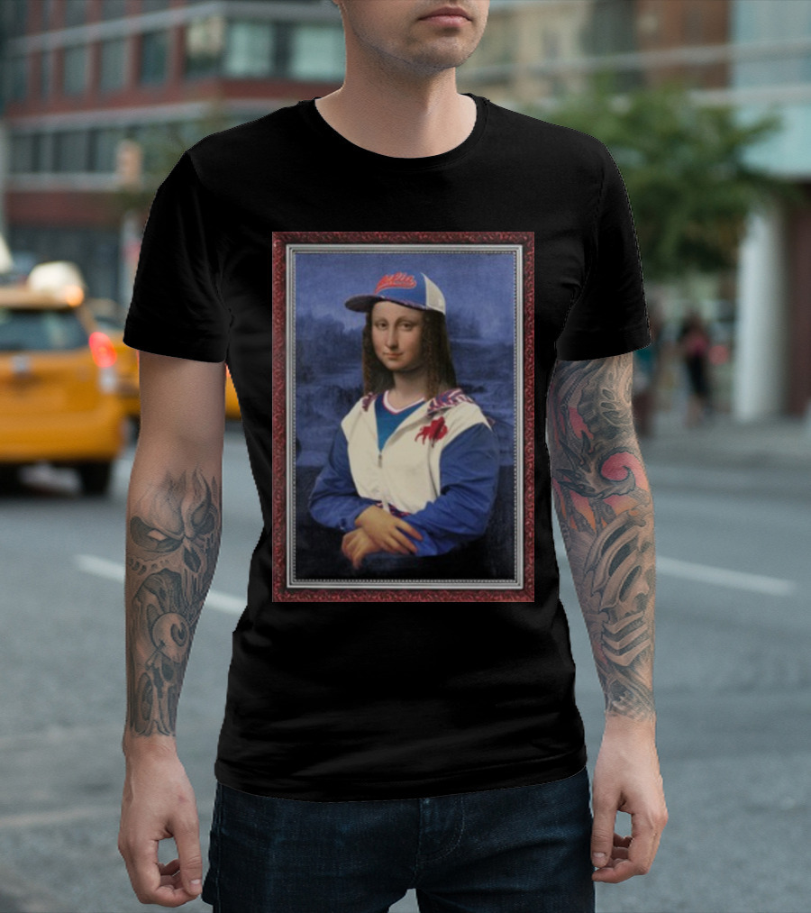 Mona Lisa with Buffalo Sports Cap and Jacket T-Shirt