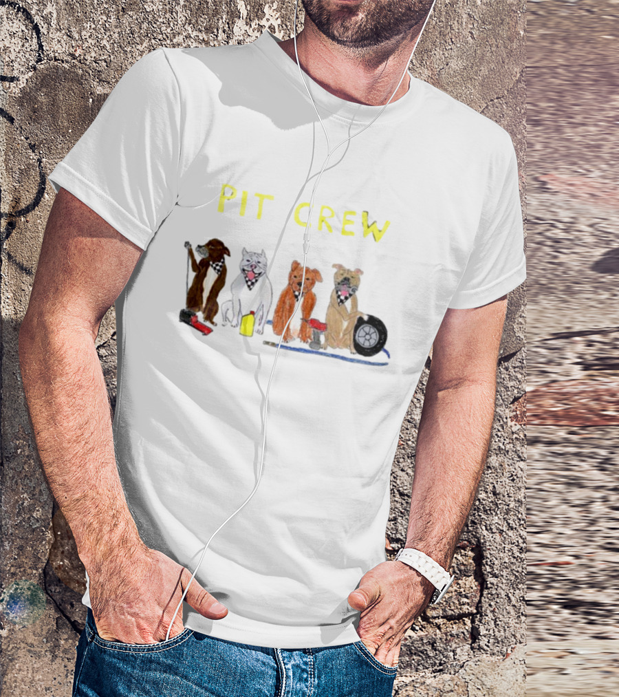 PIT CREW Dogs With Tools And Tires T-Shirt