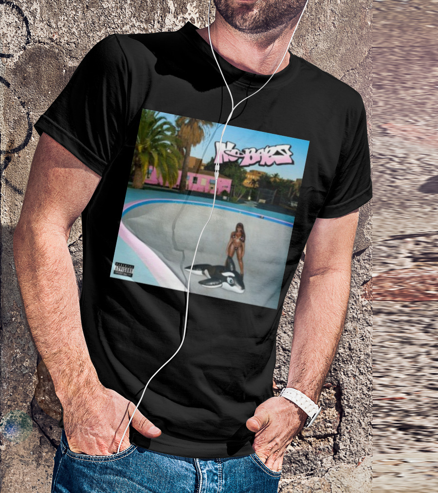 Thegirljt No Bars Inflatable Whale Pool Void Pink House Palm Trees T-Shirt