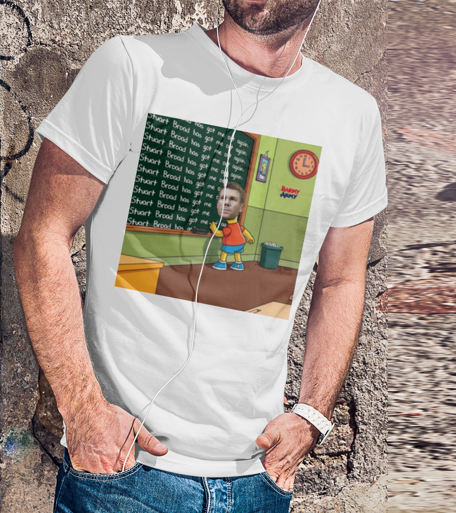 Stuart Broad Has Got Me Out Again Barmy Army Warner Chalkboard Cartoon T-Shirt