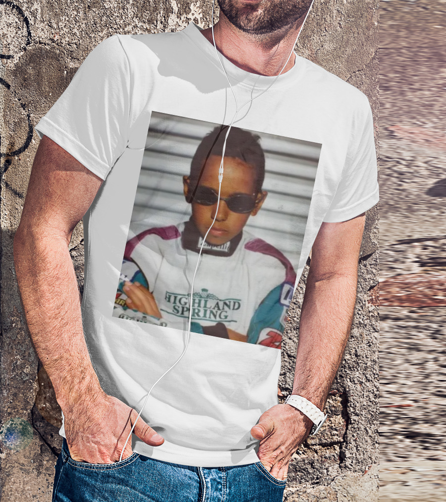 Lewis Hamilton As A Young Kid In Highland Spring Racing Suit T-Shirt