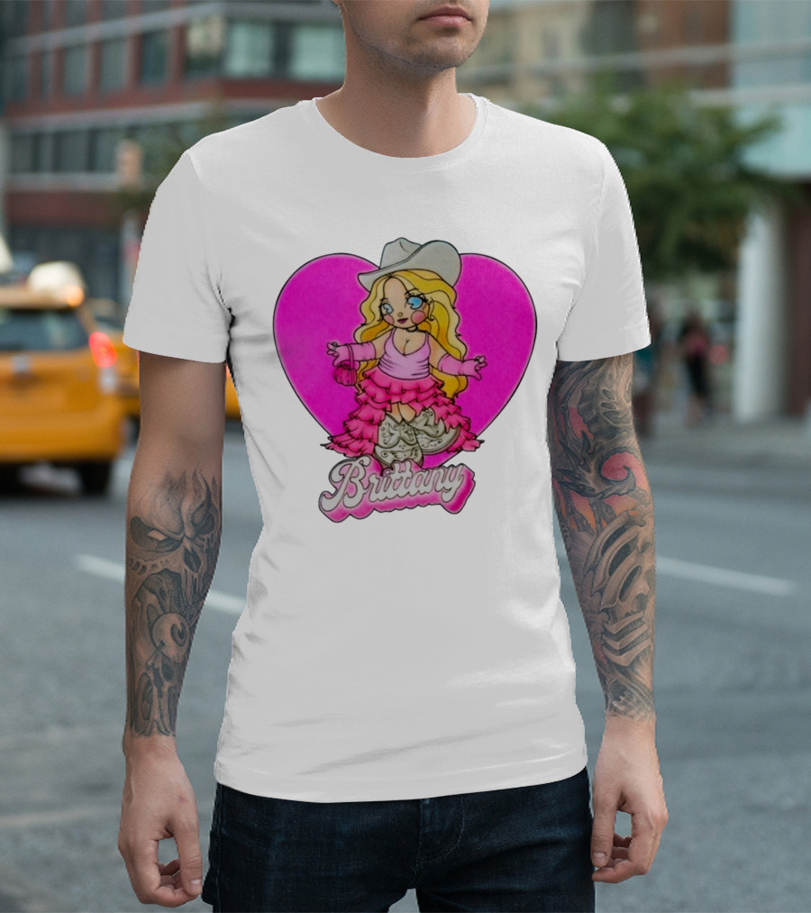 Brittany Heart Cowgirl Doll Boots Pink Ruffles Cartoon T-Shirt