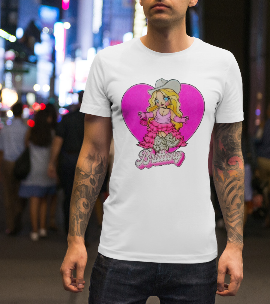 Brittany Heart Cowgirl Doll Boots Pink Ruffles Cartoon T-Shirt