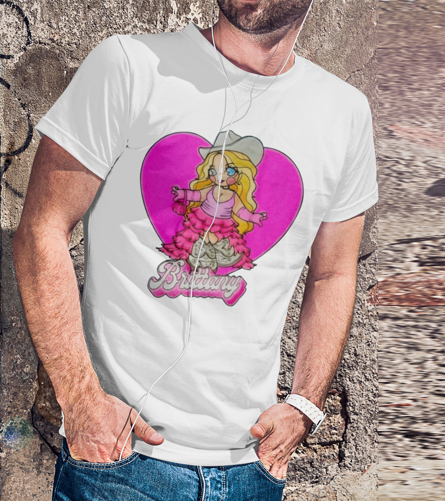 Brittany Heart Cowgirl Doll Boots Pink Ruffles Cartoon T-Shirt