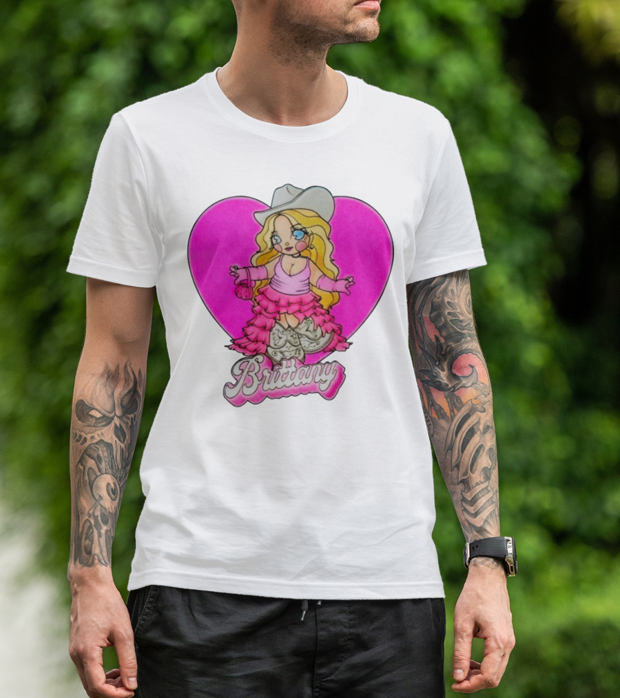 Brittany Heart Cowgirl Doll Boots Pink Ruffles Cartoon T-Shirt