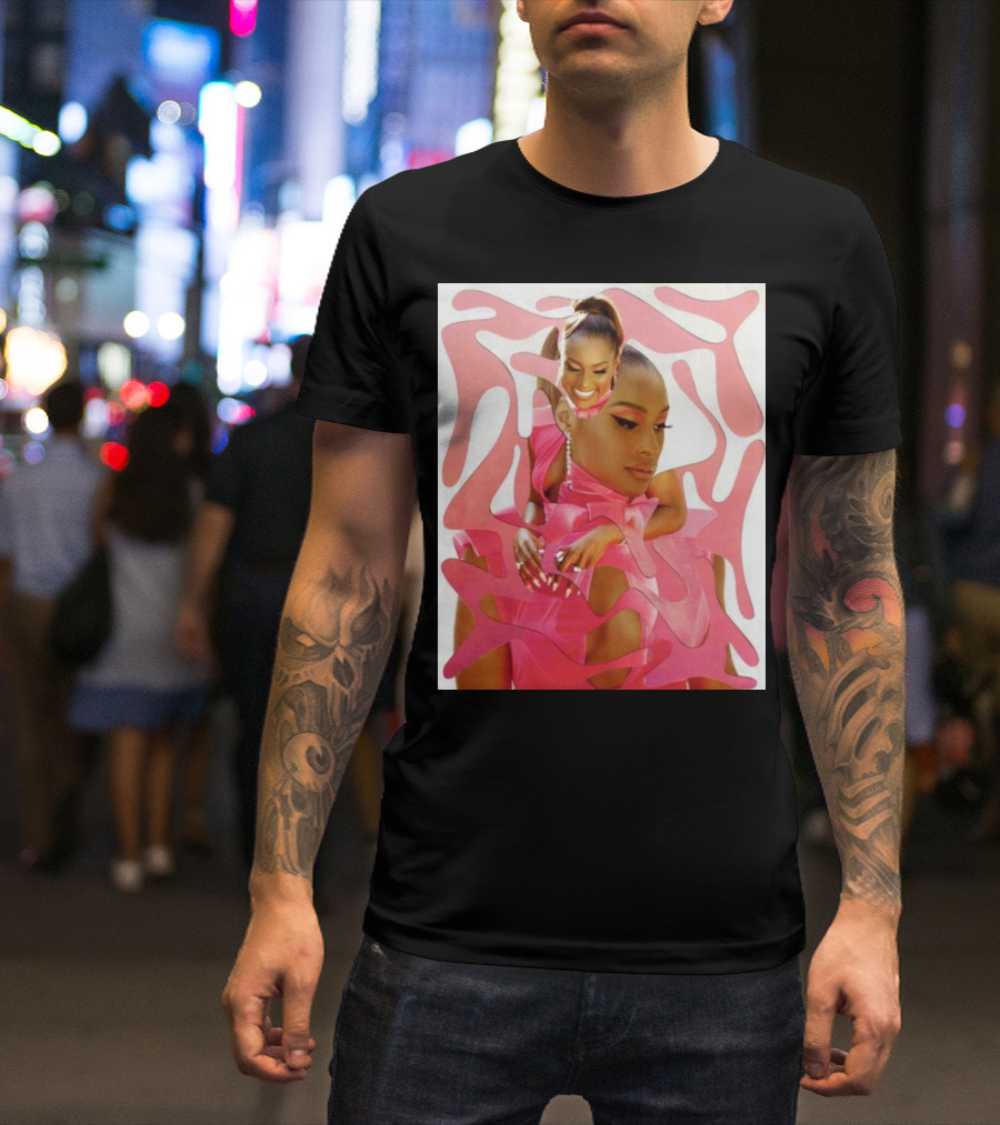 Ian Woods Issa Rae At The Barbie Fragmented Pink T-Shirt
