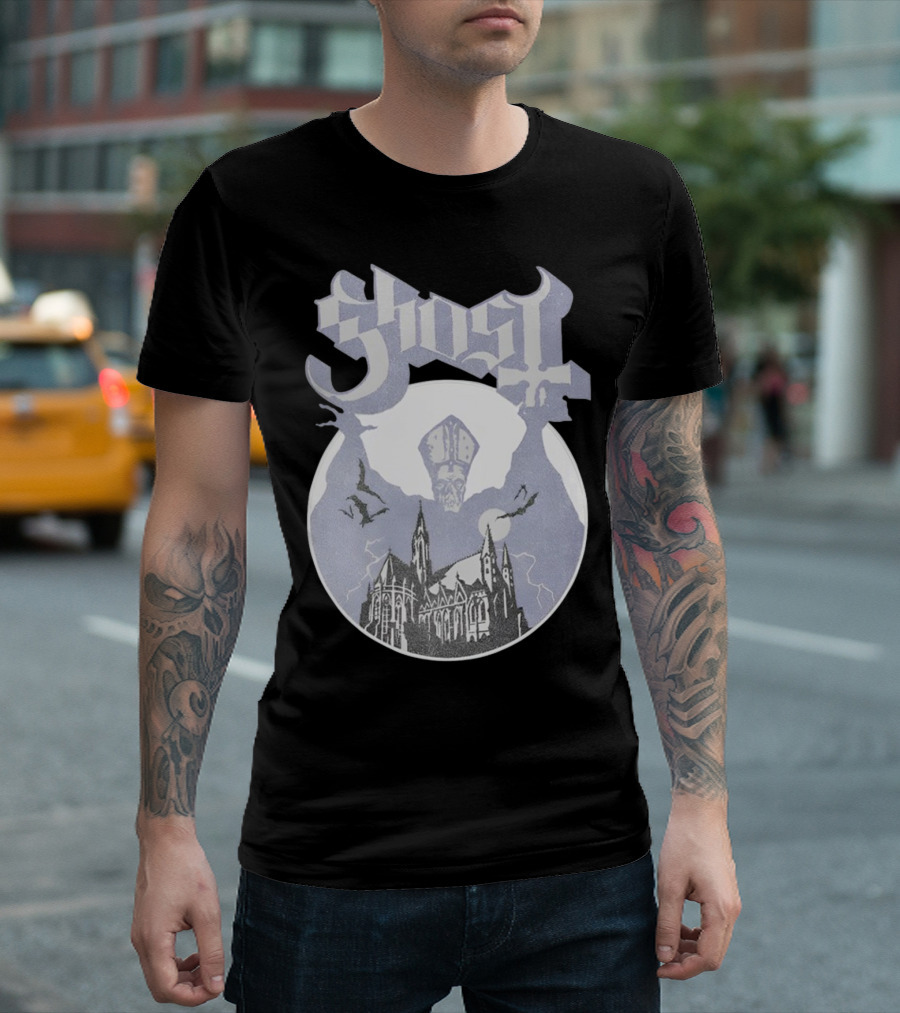 Ghost Opus Pastel Raglan Cathedral and Cardinal Bat T-Shirt