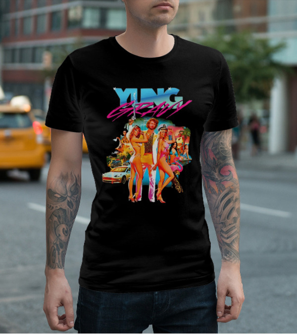 Yung Gravy Retro Miami Vice Aesthetic Vibrant Party Scene T-Shirt