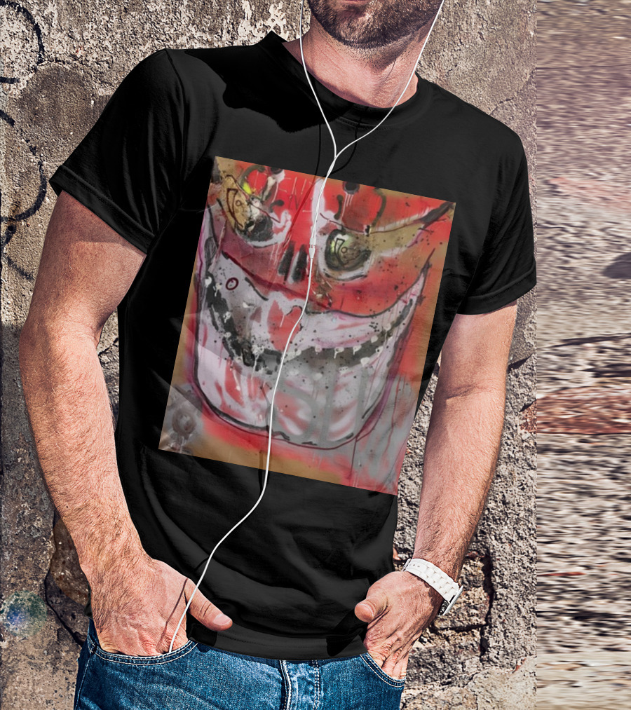 Mutant Ochre Skull Graffiti Drip T-Shirt