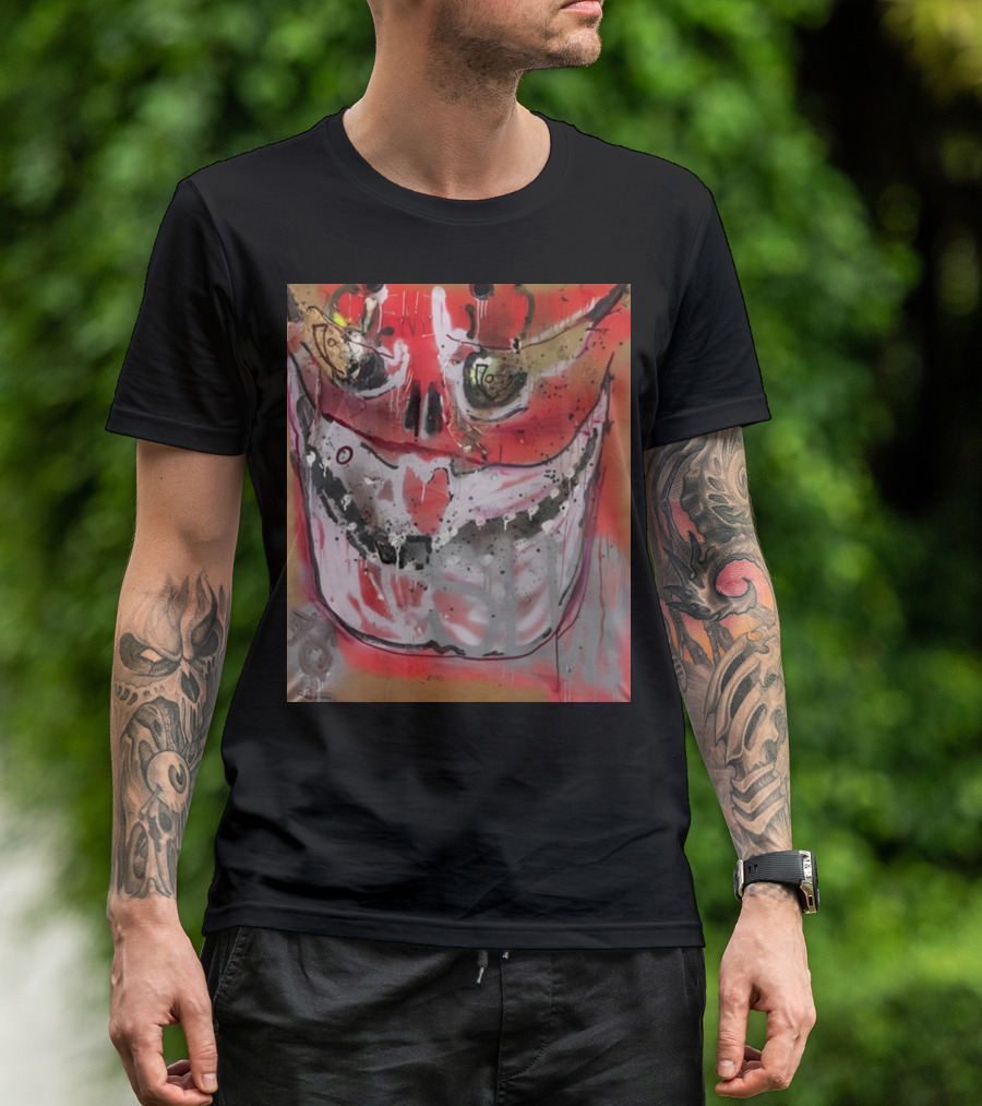 Mutant Ochre Skull Graffiti Drip T-Shirt